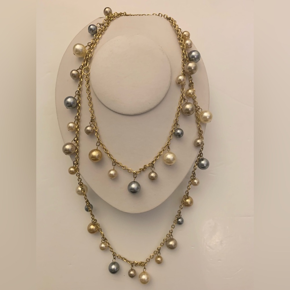Kenneth Lane faux pearl long necklace